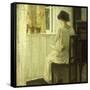 A Woman Reading in a Sunlit Interior-Carl Holsoe-Framed Stretched Canvas