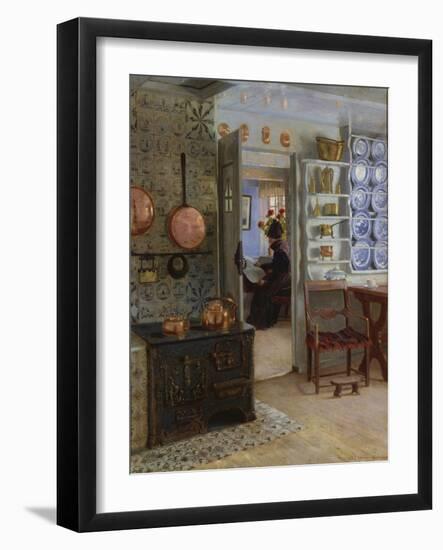 A Woman Reading in an Interior-Adolf Heinrich Hansen-Framed Giclee Print