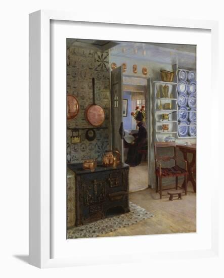 A Woman Reading in an Interior-Adolf Heinrich Hansen-Framed Giclee Print