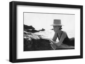 A Woman Reading on a Cliff-Angelo Cozzi-Framed Photographic Print