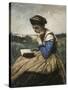 A Woman Reading-Jean-Baptiste-Camille Corot-Stretched Canvas