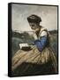 A Woman Reading-Jean-Baptiste-Camille Corot-Framed Stretched Canvas