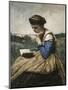 A Woman Reading-Jean-Baptiste-Camille Corot-Mounted Art Print