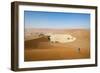 A Woman Runs Down from the Summit of Sossusvlei Sand Dune, Namibia, Africa-Alex Treadway-Framed Photographic Print