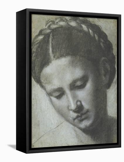 A Woman's Head with Braided Hair-Alessandro Bonvicino Moretto-Framed Stretched Canvas