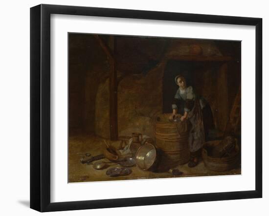 A Woman Scouring a Pot, C. 1650-1660-Pieter van den Bosch-Framed Giclee Print