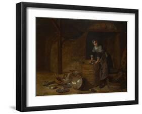 A Woman Scouring a Pot, C. 1650-1660-Pieter van den Bosch-Framed Giclee Print