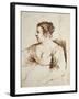 A Woman Seated, 1640 - 1649 (Pen and Brown Ink with Brown Wash on White Paper)-Guercino-Framed Giclee Print