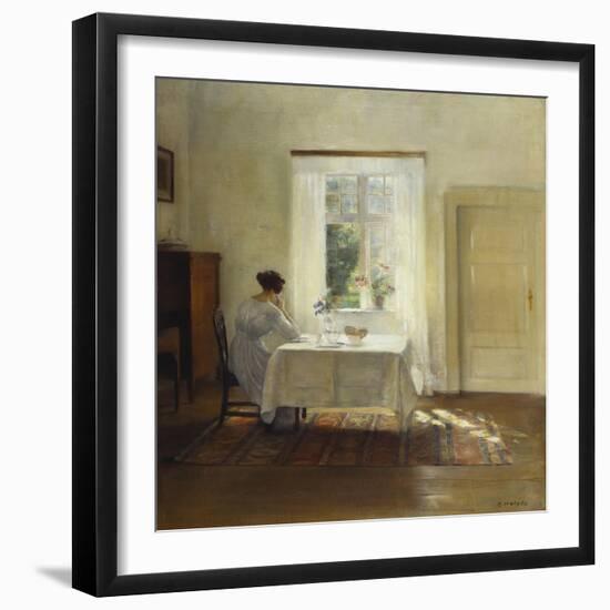 A Woman Seated at a Table by a Window-Carl Holsoe-Framed Giclee Print