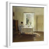 A Woman Seated at a Table by a Window-Carl Holsoe-Framed Giclee Print