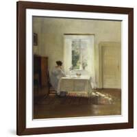 A Woman Seated at a Table by a Window-Carl Holsoe-Framed Giclee Print