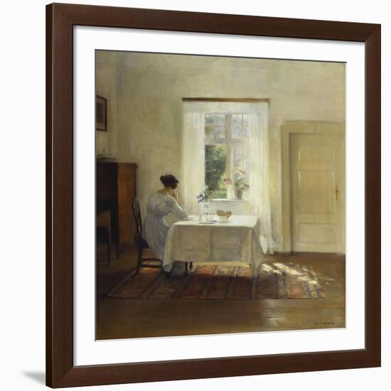 A Woman Seated at a Table by a Window-Carl Holsoe-Framed Giclee Print