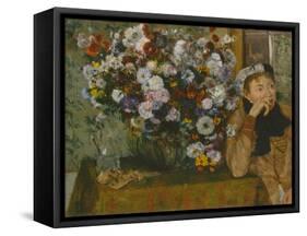 A Woman Seated beside a Vase of Flowers, 1865-Edgar Degas-Framed Stretched Canvas