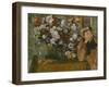 A Woman Seated beside a Vase of Flowers, 1865-Edgar Degas-Framed Giclee Print