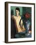 A Woman Seated Beside a Vase of Flowers-Edgar Degas-Framed Giclee Print