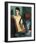 A Woman Seated Beside a Vase of Flowers-Edgar Degas-Framed Giclee Print