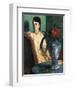 A Woman Seated Beside a Vase of Flowers-Edgar Degas-Framed Giclee Print