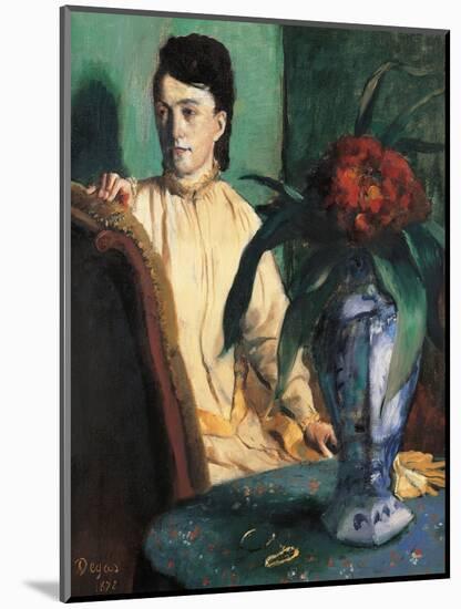 A Woman Seated Beside a Vase of Flowers-Edgar Degas-Mounted Giclee Print