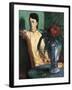 A Woman Seated Beside a Vase of Flowers-Edgar Degas-Framed Giclee Print