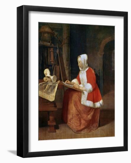 A Woman Seated Drawing, C1649-1667-Gabriel Metsu-Framed Giclee Print