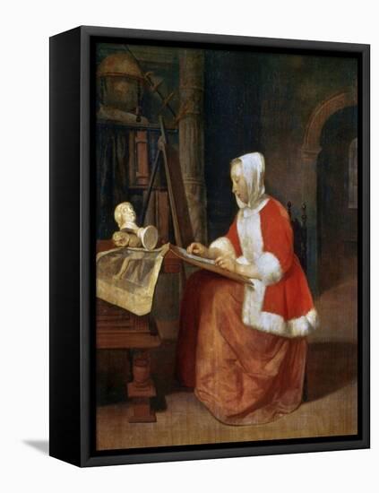 A Woman Seated Drawing, C1649-1667-Gabriel Metsu-Framed Stretched Canvas