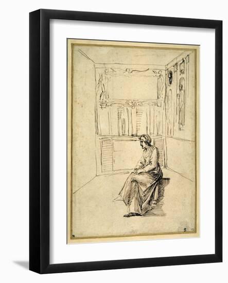 A Woman Seated in a Room-Annibale Carracci-Framed Giclee Print