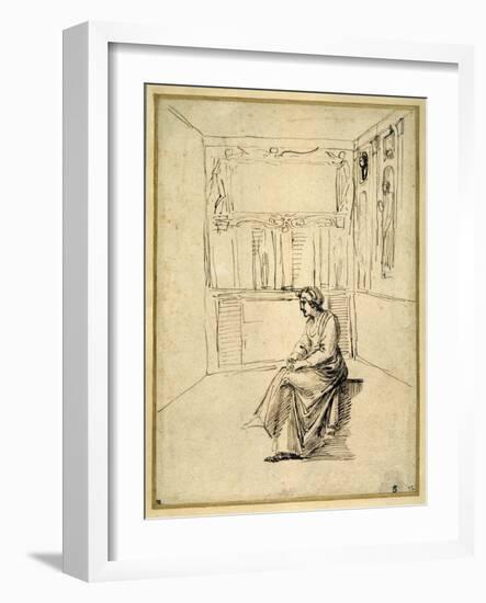 A Woman Seated in a Room-Annibale Carracci-Framed Giclee Print