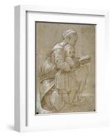 A Woman Seated on a Chair Reading, with a Child Standing by Her Side-Raphael-Framed Giclee Print