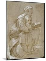 A Woman Seated on a Chair Reading, with a Child Standing by Her Side-Raphael-Mounted Giclee Print