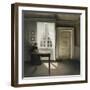 A Woman Sewing in an Interior-Vilhelm Hammershoi-Framed Giclee Print