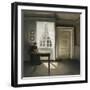 A Woman Sewing in an Interior-Vilhelm Hammershoi-Framed Giclee Print