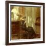 A Woman Sewing in an Interior-Carl Holsoe-Framed Giclee Print