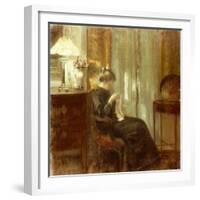 A Woman Sewing in an Interior-Carl Holsoe-Framed Giclee Print