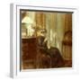 A Woman Sewing in an Interior-Carl Holsoe-Framed Premium Giclee Print