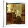 A Woman Sewing in an Interior-Carl Holsoe-Framed Giclee Print