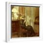 A Woman Sewing in an Interior-Carl Holsoe-Framed Giclee Print