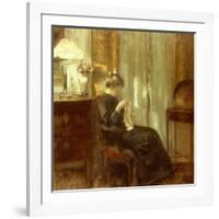 A Woman Sewing in an Interior-Carl Holsoe-Framed Giclee Print