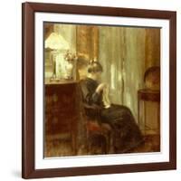 A Woman Sewing in an Interior-Carl Holsoe-Framed Giclee Print