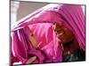 A Woman Shields Her Child from the Sun Using Her Scarf-null-Mounted Photographic Print