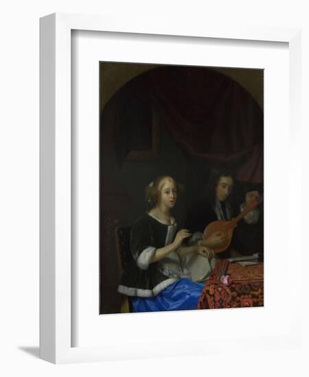 A Woman Singing and a Man with a Cittern, Ca. 1665-1667-Godfried Cornelisz Schalcken-Framed Giclee Print