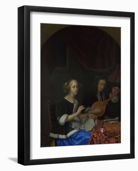 A Woman Singing and a Man with a Cittern, Ca. 1665-1667-Godfried Cornelisz Schalcken-Framed Giclee Print