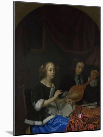 A Woman Singing and a Man with a Cittern, Ca. 1665-1667-Godfried Cornelisz Schalcken-Mounted Giclee Print