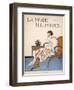 A Woman Sits on a Chair with a Hat in Her Hand and a Dog at Her Feet-null-Framed Art Print