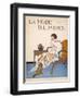 A Woman Sits on a Chair with a Hat in Her Hand and a Dog at Her Feet-null-Framed Art Print