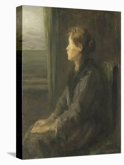 A Woman Sitting at a Window-Jozef Israels-Stretched Canvas