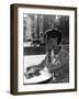 A Woman Sitting Thoughtful at the Bar of a Railway Station-Marisa Rastellini-Framed Photographic Print