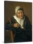 A Woman Smoking a Pipe-Frans Hals-Stretched Canvas