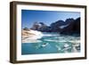 A Woman Stand Up Paddles (SUP) Among Floating Chunks Of Ice On Upper Grinell Lake-Ben Herndon-Framed Photographic Print