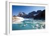 A Woman Stand Up Paddles (SUP) Among Floating Chunks Of Ice On Upper Grinell Lake-Ben Herndon-Framed Photographic Print