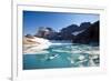 A Woman Stand Up Paddles (SUP) Among Floating Chunks Of Ice On Upper Grinell Lake-Ben Herndon-Framed Photographic Print